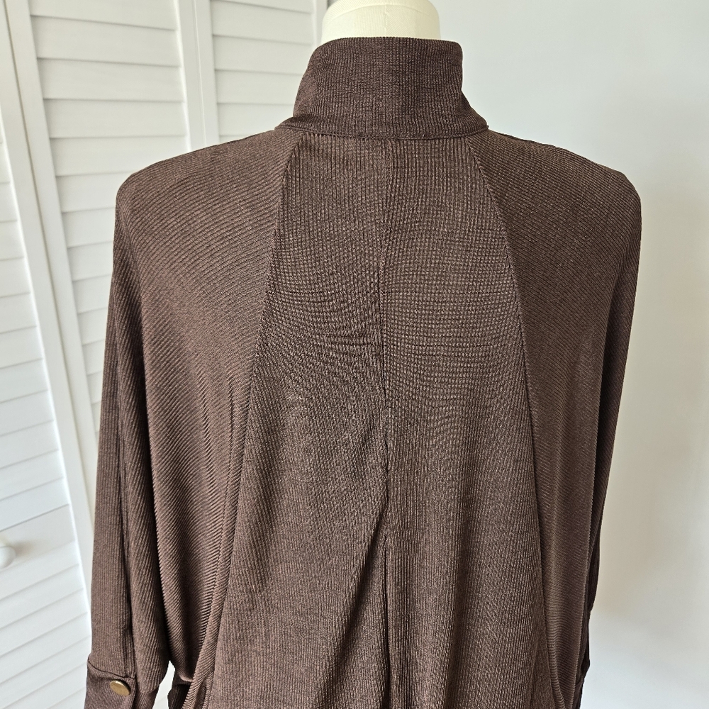 ZARA Brown Ribbed Knit Dolman Sleeve Top Size S Slouchy Minimal Cozy Chic Fall - Picture 8 of 12